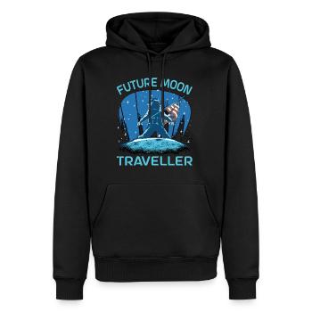 Futur voyageur lunaire - Sweat à capuche Premium bio Homme - noir - Devant - Nico (187cm)