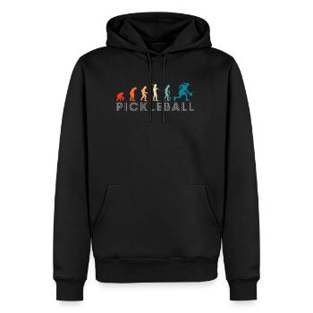 Vintage Retro Evolution Pickleball Shirt - Men’s Premium Organic Hoodie - black - Front - Nico (187cm)
