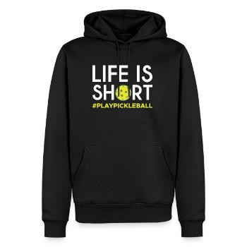 Life Is Short Pickleball Shirt Geschenk - Männer Premium Bio Hoodie - Schwarz - Vorne - Nico (187cm)
