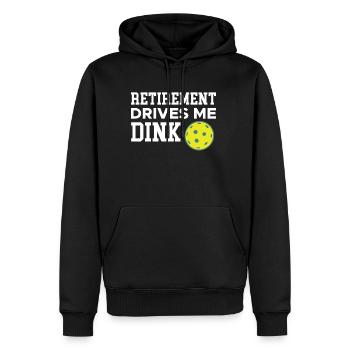 La retraite me motive Dink Pickleball Retraités - Sweat à capuche Premium bio Homme - noir - Devant - Nico (187cm)