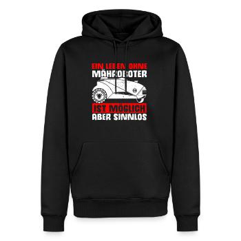 Rasenroboter Leben ohne Mähroboter ist möglich abe - Männer Premium Bio Hoodie - Schwarz - Vorne - Nico (187cm)