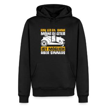 Rasenroboter Leben ohne Mähroboter ist möglich abe - Männer Premium Bio Hoodie - Schwarz - Vorne - Nico (187cm)