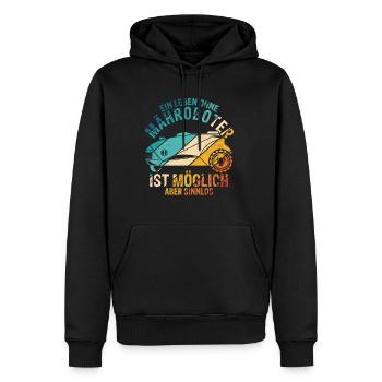 Rasenroboter Leben ohne Mähroboter ist möglich abe - Männer Premium Bio Hoodie - Schwarz - Vorne - Nico (187cm)