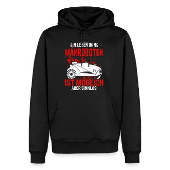 Rasenroboter Leben ohne Mähroboter ist möglich abe - Männer Premium Bio Hoodie - Schwarz - Vorne - Nico (187cm)