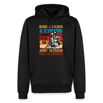 Being a soldier is a choice 1 - Men’s Premium Organic Hoodie - black - Front - Nico (187cm)