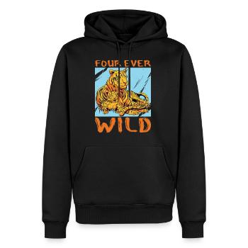 Four Ever Wild 35 - Männer Premium Bio Hoodie - Schwarz - Vorne - Nico (187cm)