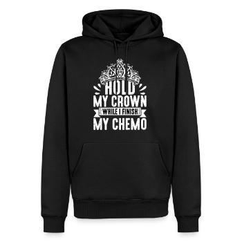 Tenez ma couronne pendant que je termine ma chimio 39 - Sweat à capuche Premium bio Homme - noir - Devant - Nico (187cm)
