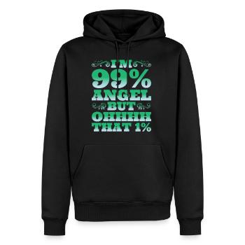 Je suis 99% Ange Mais oh ce 1% - Sweat à capuche Premium bio Homme - noir - Devant - Nico (187cm)