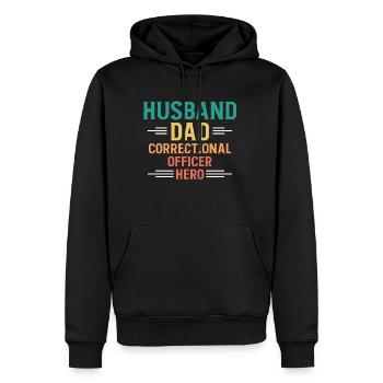 Mari Papa Agent correctionnel Héros - Sweat à capuche Premium bio Homme - noir - Devant - Nico (187cm)
