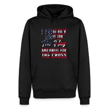 I Proudly Stand For The Flag Kneel For The Cross 3 - Männer Premium Bio Hoodie - Schwarz - Vorne - Nico (187cm)