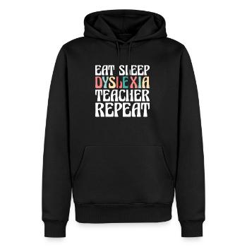 Manger Dormir Dyslexie Enseignant Répéter Chemise - Sweat à capuche Premium bio Homme - noir - Devant - Nico (187cm)
