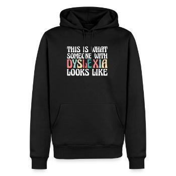 Voici à quoi ressemble une personne atteinte de dyslexie - Sweat à capuche Premium bio Homme - noir - Devant - Nico (187cm)