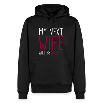 Ma prochaine femme sera normale - Sweat à capuche Premium bio Homme - noir - Devant - Nico (187cm)