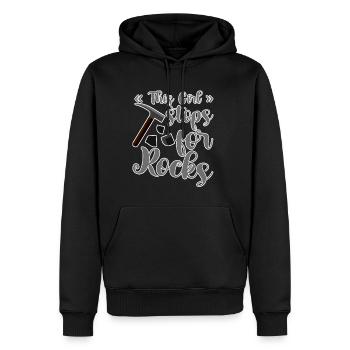 Cette fille s’arrête pour les rochers - Sweat à capuche Premium bio Homme - noir - Devant - Nico (187cm)