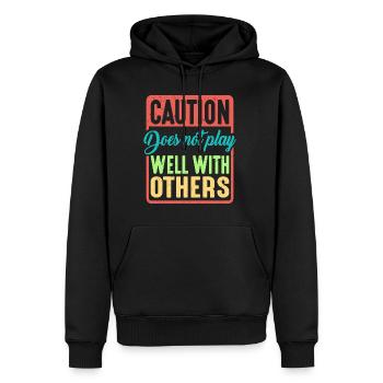 Caution Does Not Play Well With Others 39 - Men’s Premium Organic Hoodie - black - Front - Nico (187cm)