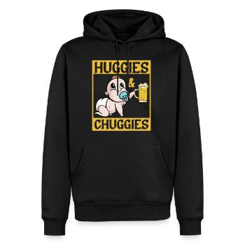 Huggies et Chuggies 20 - Sweat à capuche Premium bio Homme - noir - Devant - Nico (187cm)