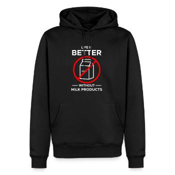 La vie est meilleure sans produits laitiers - Sweat à capuche Premium bio Homme - noir - Devant - Nico (187cm)
