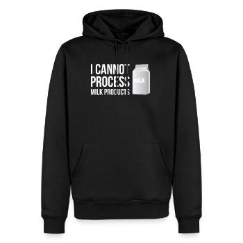 Je ne peux pas transformer de produits laitiers - Sweat à capuche Premium bio Homme - noir - Devant - Nico (187cm)