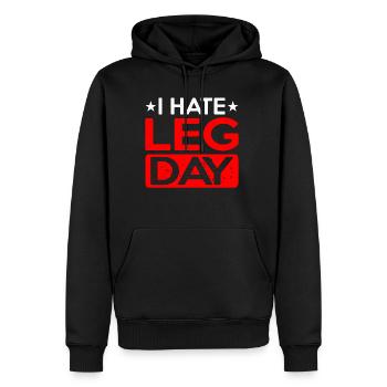 Je déteste les jambes Jour 12 - Sweat à capuche Premium bio Homme - noir - Devant - Nico (187cm)