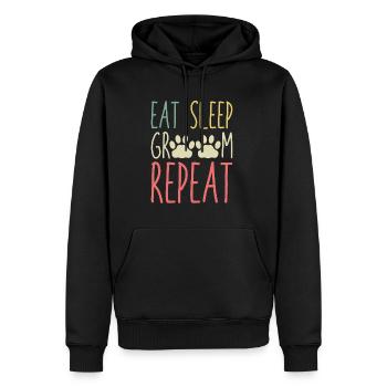 Manger Sommeil Groom Repeat Shirt Chien Coiffeur - Sweat à capuche Premium bio Homme - noir - Devant - Nico (187cm)