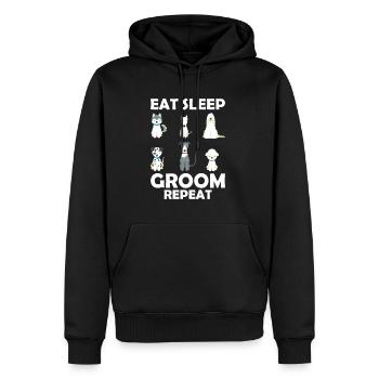 Manger Sommeil Groom Repeat Shirt Chien Coiffeur - Sweat à capuche Premium bio Homme - noir - Devant - Nico (187cm)