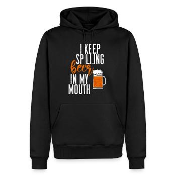 I Keep Spilling Beer In My Mouth 2 - Männer Premium Bio Hoodie - Schwarz - Vorne - Nico (187cm)