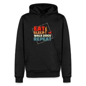 Eat Sleep Walk Dogs Repeat Shirt Geschenk - Männer Premium Bio Hoodie - Schwarz - Vorne - Nico (187cm)