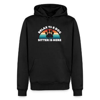 Relaxt The Dog Sitter Is here Shirt Geschenk - Männer Premium Bio Hoodie - Schwarz - Vorne - Nico (187cm)