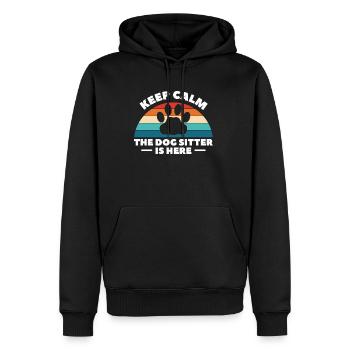 Keep Calm The Dog Sitter Is Here Shirt Geschenk - Männer Premium Bio Hoodie - Schwarz - Vorne - Nico (187cm)