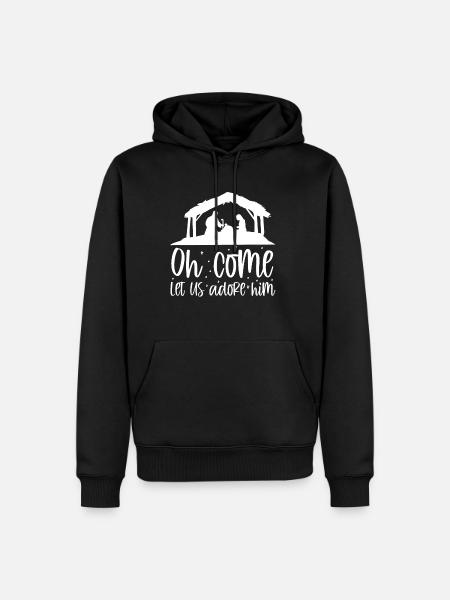 Oh Come Let Us Adore Him Shirt - Männer Premium Bio Hoodie - Schwarz