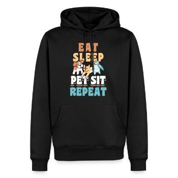 Eat Sleep Pet Sit Repeat Shirt Geschenk - Männer Premium Bio Hoodie - Schwarz - Vorne - Nico (187cm)