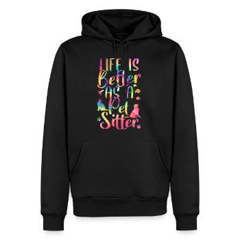 Life Is Better As A Pet Sitter Shirt - Männer Premium Bio Hoodie - Schwarz - Vorne - Nico (187cm)