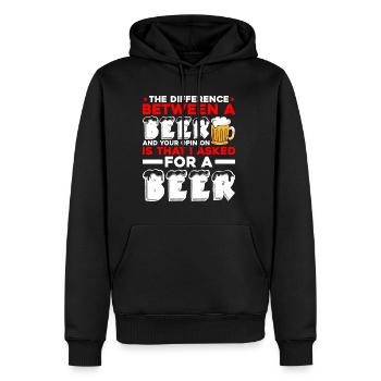 La différence entre une bière et votre opinion 2 - Sweat à capuche Premium bio Homme - noir - Devant - Nico (187cm)