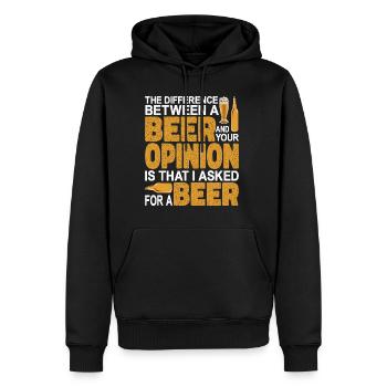 La différence entre une bière et votre opinion - Sweat à capuche Premium bio Homme - noir - Devant - Nico (187cm)
