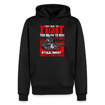 Too Old To Fight, Too Slow To Run 1 - Männer Premium Bio Hoodie - Schwarz - Vorne - Nico (187cm)