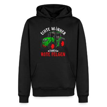 Echte Männer fahren rote Felgen Landwirt Traktor S - Männer Premium Bio Hoodie - Schwarz - Vorne - Nico (187cm)