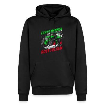 Echte Männer fahren rote Felgen Landwirt Traktor - Männer Premium Bio Hoodie - Schwarz - Vorne - Nico (187cm)
