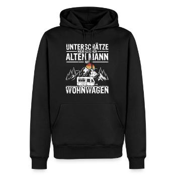 Unterschätze niemals Alter Mann mit Wohnwagen Spru - Männer Premium Bio Hoodie - Schwarz - Vorne - Nico (187cm)