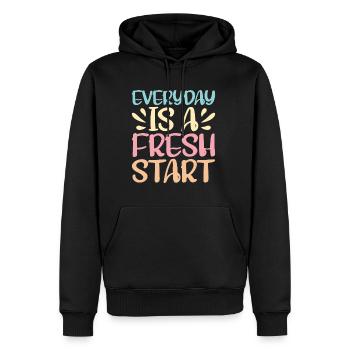 Everyday Is A Fresh Start - Men’s Premium Organic Hoodie - black - Front - Nico (187cm)
