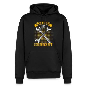 Schrauber aus Leidenschaft KFZ Werkstatt Spruch Tu - Männer Premium Bio Hoodie - Schwarz - Vorne - Nico (187cm)
