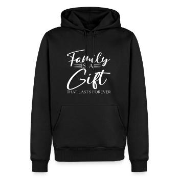 Family Is A Gift That Lasts Forever - Männer Premium Bio Hoodie - Schwarz - Vorne - Nico (187cm)