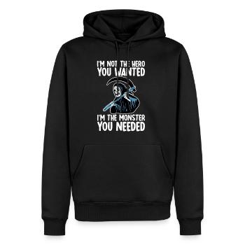 Not The Hero You Wanted, The Monster You Needed 2 - Männer Premium Bio Hoodie - Schwarz - Vorne - Nico (187cm)