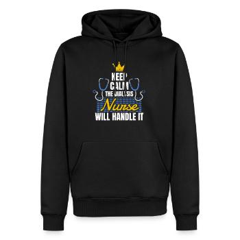 Keep Calm The Dialysis Nurse Will Handle It - Men’s Premium Organic Hoodie - black - Front - Nico (187cm)