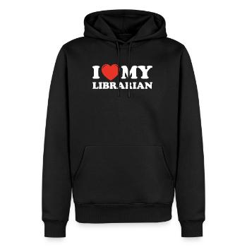 I Love My Librarian Shirt Geschenk - Männer Premium Bio Hoodie - Schwarz - Vorne - Nico (187cm)
