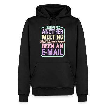 I Survived Another Meeting 24 - Men’s Premium Organic Hoodie - black - Front - Nico (187cm)