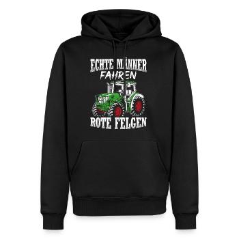 Traktor Landwirt Trecker Echte Männer Geschenk für - Männer Premium Bio Hoodie - Schwarz - Vorne - Nico (187cm)