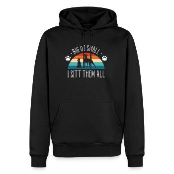 Grand ou petit je les assis, tous gardiens de chiens - Sweat à capuche Premium bio Homme - noir - Devant - Nico (187cm)