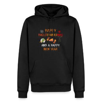 Happy Hallothanksmas and a Happy New Year - Männer Premium Bio Hoodie - Schwarz - Vorne - Nico (187cm)