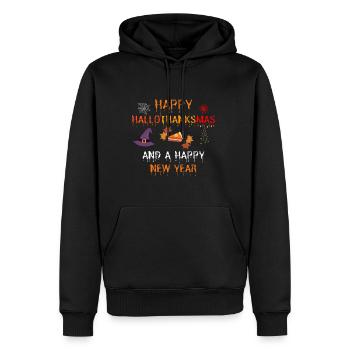 Happy Hallothanksmas and a Happy New Year - Männer Premium Bio Hoodie - Schwarz - Vorne - Nico (187cm)