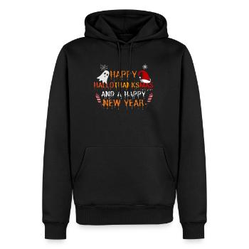 Happy Hallothanksmas and a Happy New Year - Männer Premium Bio Hoodie - Schwarz - Vorne - Nico (187cm)